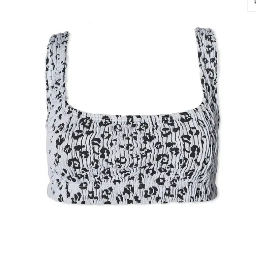 Good American Black and White Leopard Scoop Bra 🦈